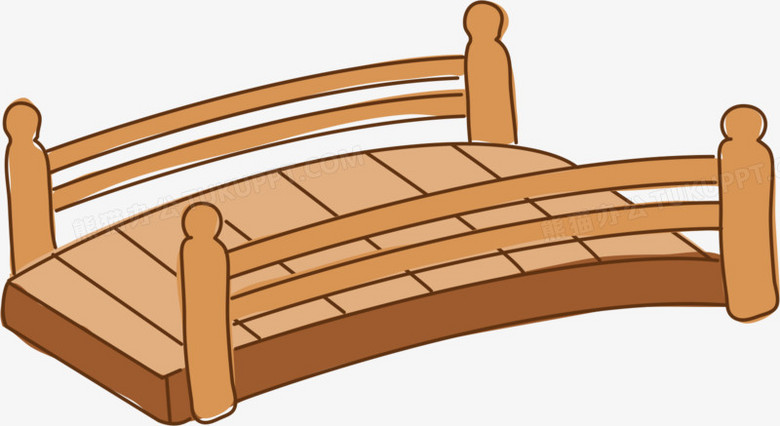 本作品全称为《棕色卡通风一座木条栏杆桥面的木桥元素》,使用adobe