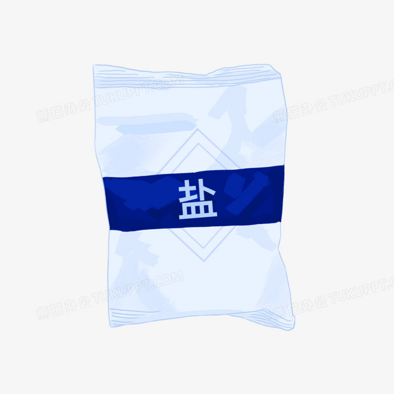 本作品全称为《蓝色卡通手绘一袋食用盐元素》,使用 adobe photoshop