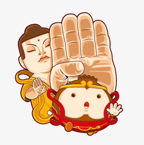 本作品全称为《彩色卡通风如来佛祖创意元素》,在整个配色上使用多种