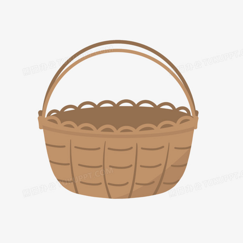 卡通手绘棕色环保菜篮子元素