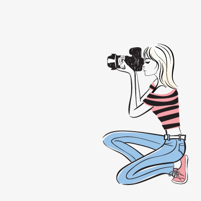 手绘牛仔女孩矢量图