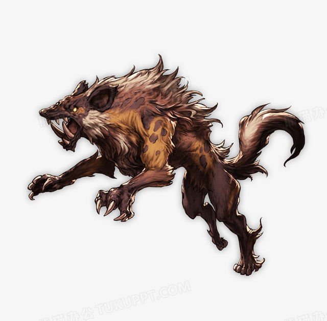 本作品全称为《卡通凶猛的狼怪物图片创意元素》,在整个配色上使用多