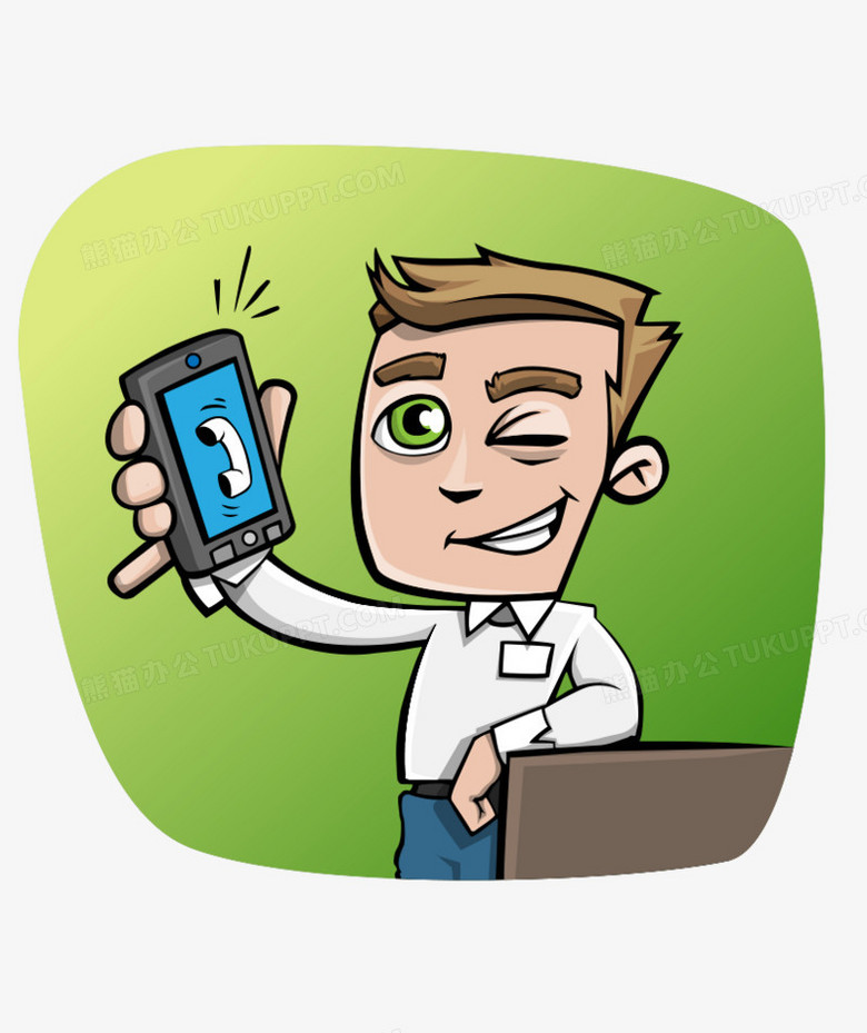 卡通手绘商务男人打电话场景PNG图片素材下载_卡通PNG_熊猫办公