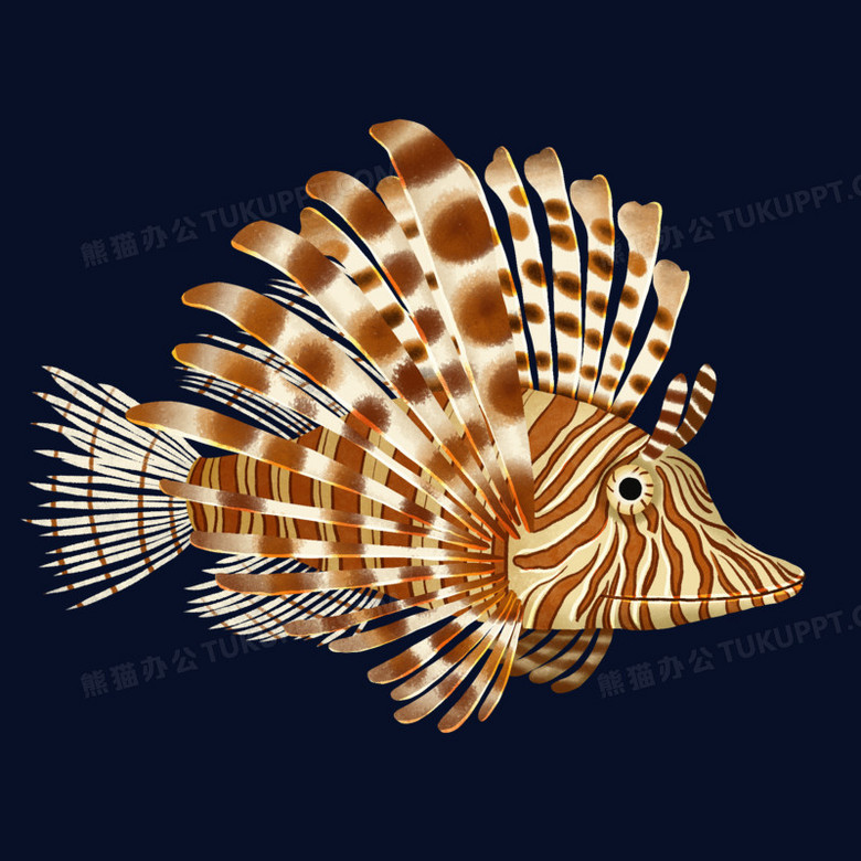 卡通手绘海底狮子鱼元素