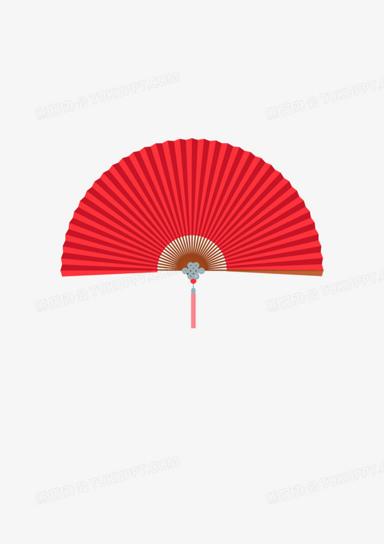 红色纸扇子png图片素材下载 红色扇子png 熊猫办公