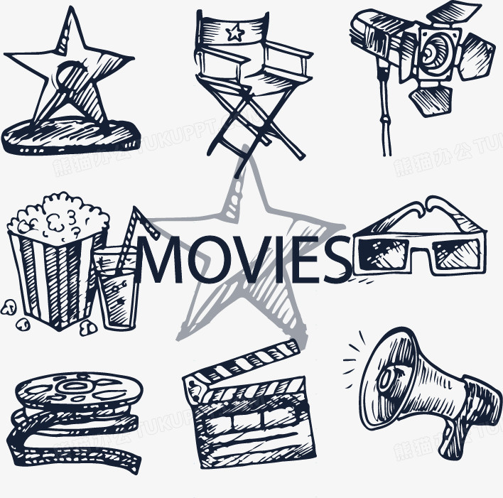 手绘电影元素素材