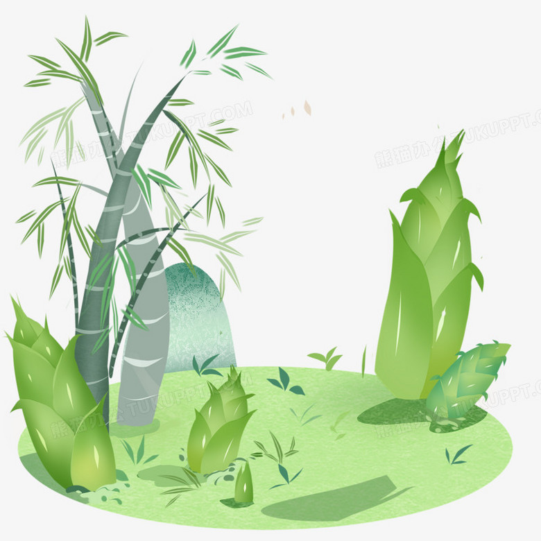卡通手绘竹林笋地免抠元素