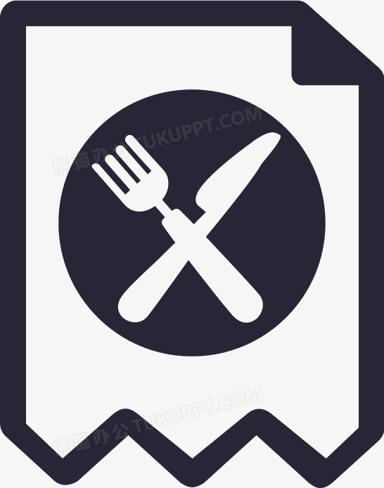 本作品全称为《黑色简约风刀叉餐具食堂借款图标元素》,在整个配色上