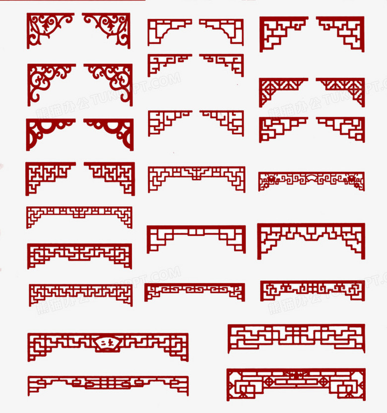 中国风红色中式花边纹理png图片素材免费下载 花边png 962 1024像素 熊猫办公