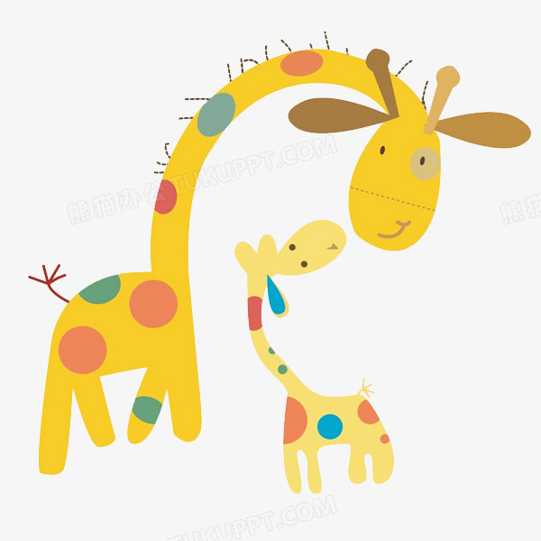 在整个配色上使用多种色彩作为基础色调,设计了动物,长颈鹿,整体诚种