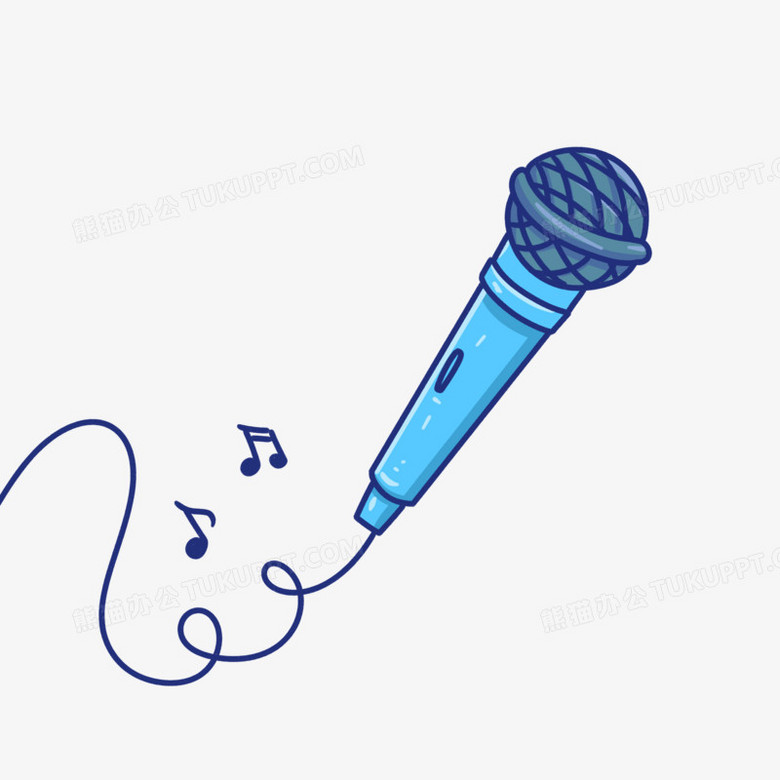 手绘卡通唱歌元素麦克风png图片素材免费下载 卡通png 3000 3000像素 熊猫办公