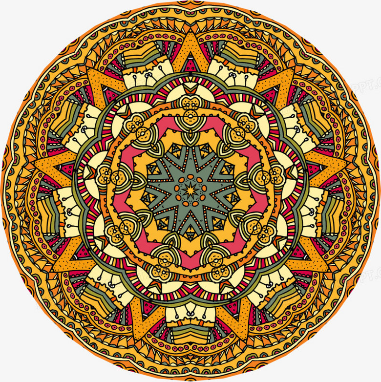 矢量手绘民族风花纹