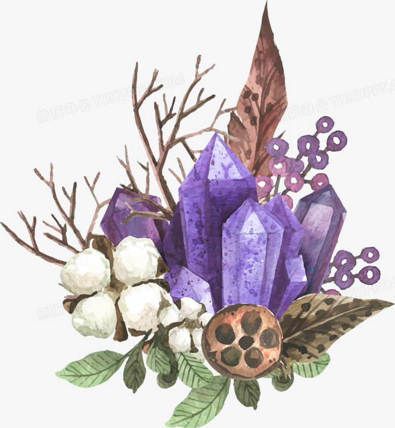 水彩画的宝石花png图片素材下载 水彩画png 熊猫办公