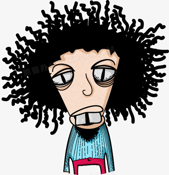 在整个配色上使用彩色作为基础色调,设计了爆炸头男孩,卡通风效果的