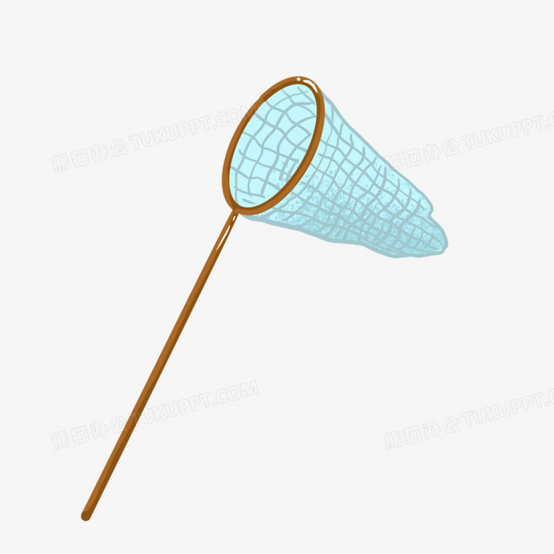 本作品全称为《卡通风蓝色扑蝴蝶网兜创意元素》,使用 adobe