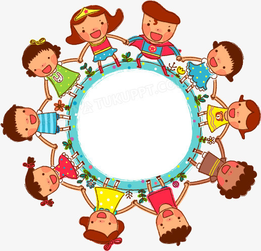 卡通可爱人手拉手