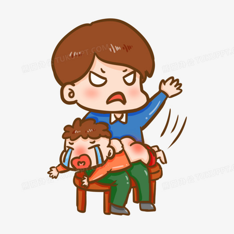 卡通手绘爸爸打屁股元素