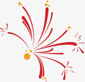 红色新年卡通烟花设计