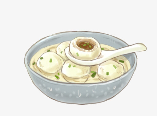 设计了一碗用勺子吃了一口的福州鱼丸,整体呈现卡通风