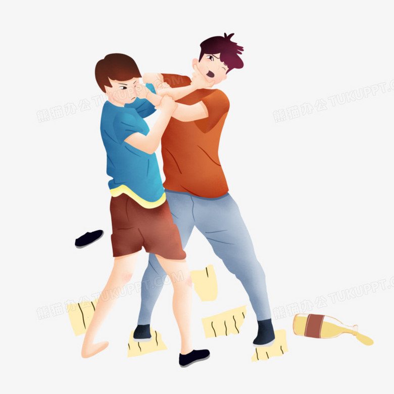 手绘打架场景免抠元素