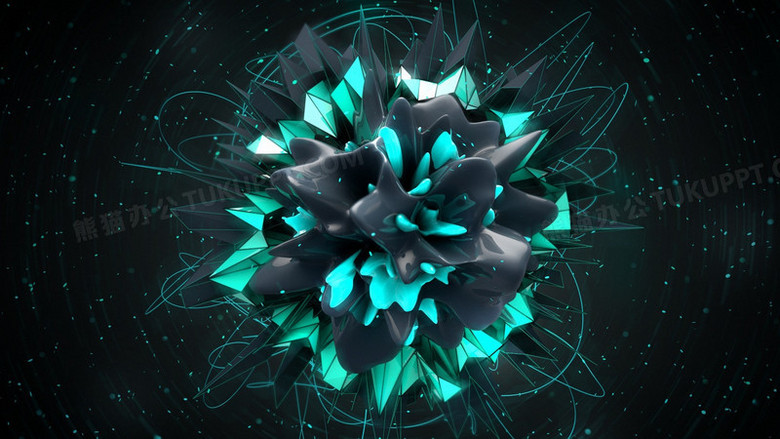 黑青色丝绸花朵海报