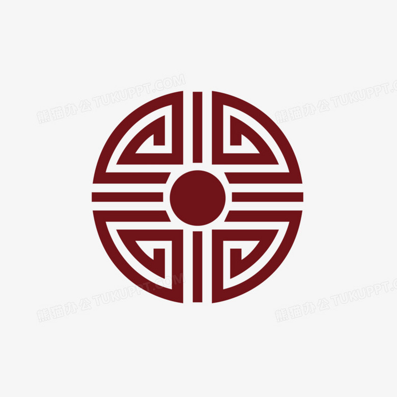 本作品全称为《酒红色中国风传统圆形精美的回字纹创意元素》,在整个