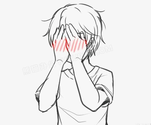 本作品全称为《卡通手绘害羞捂脸的男孩创意元素》,在整个配色上使用