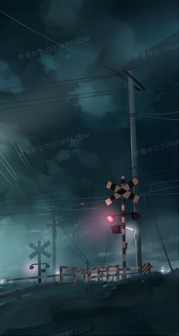 阴雨天的电线杆海报背景动漫