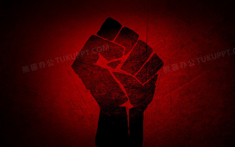 黑红色纹理拳头壁纸