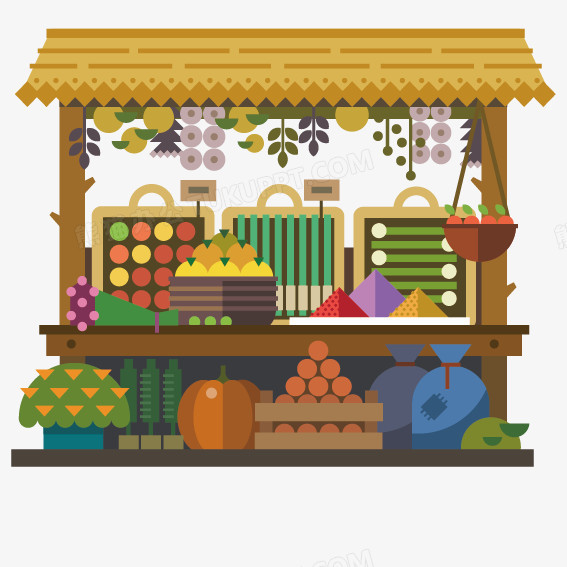 本作品全称为《黄色卡通风精致高端的水果店创意元素》,使用adobe