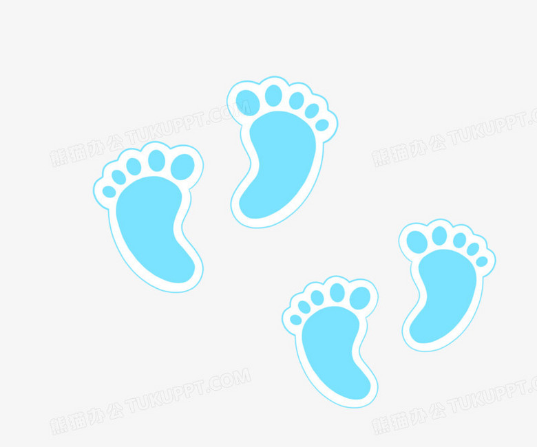 手绘蓝色小脚印免抠元素