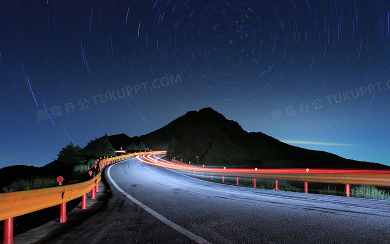 夜间蜿蜒的公路海报背景