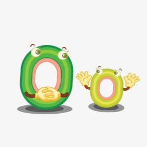 本作品全称为《绿色卡通风英文字母o创意艺术字素材》,使用 adobe