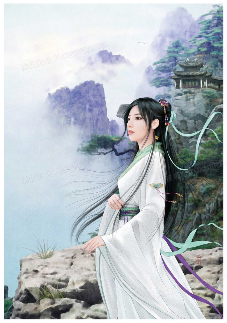 古风清纯优雅美女手绘png图片素材下载_手绘png_熊猫办公