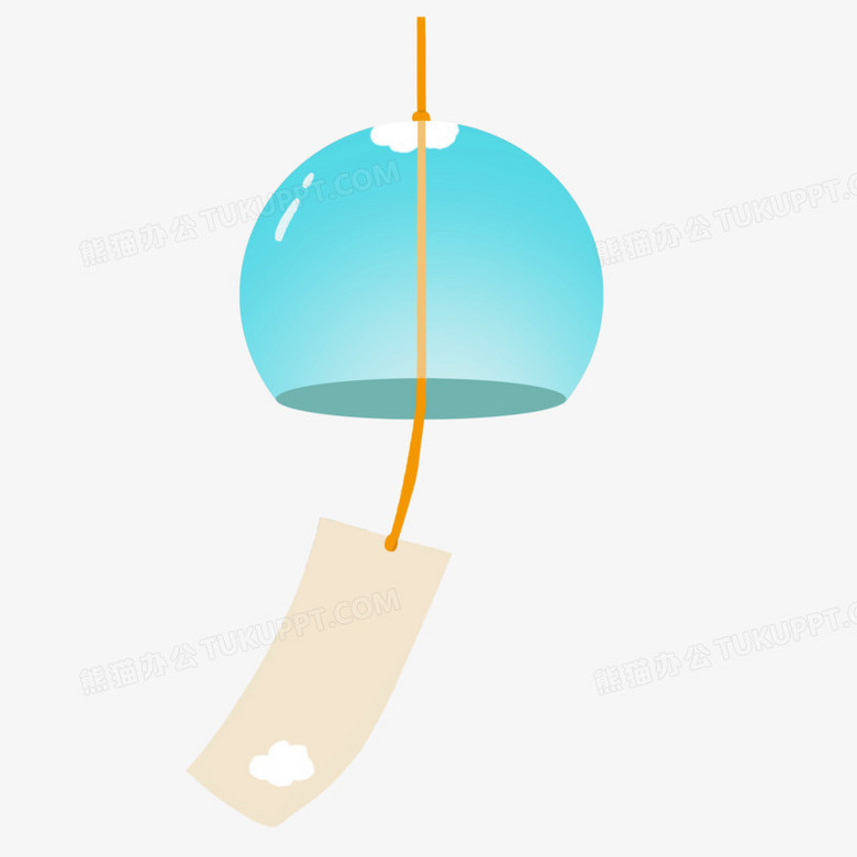 本作品全称为《卡通手绘蓝色风铃装饰元素》,使用 adobe photoshop cc