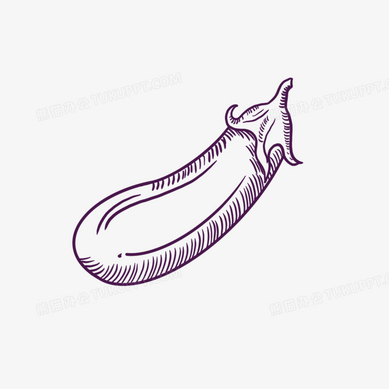 手绘线描蔬菜茄子简笔画装饰元素