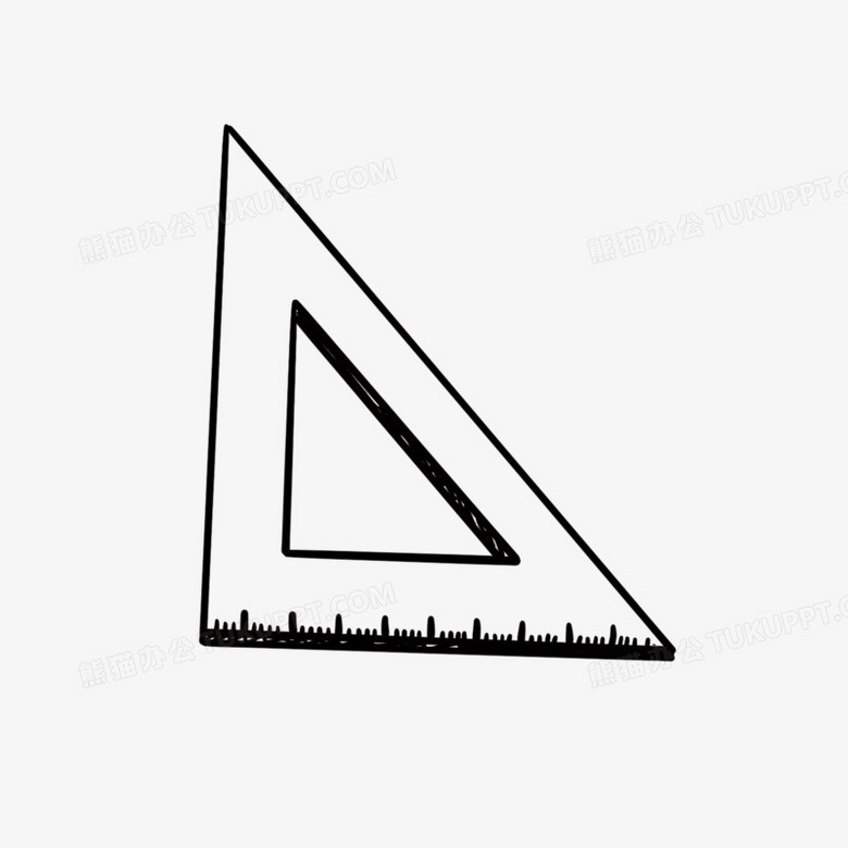 手绘线描学习用品三角尺免抠装饰元素