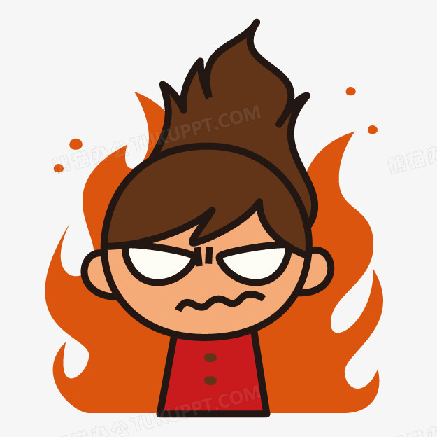 在整个配色上使用多种色彩作为基础色调,设计了一个正在生气发火的小