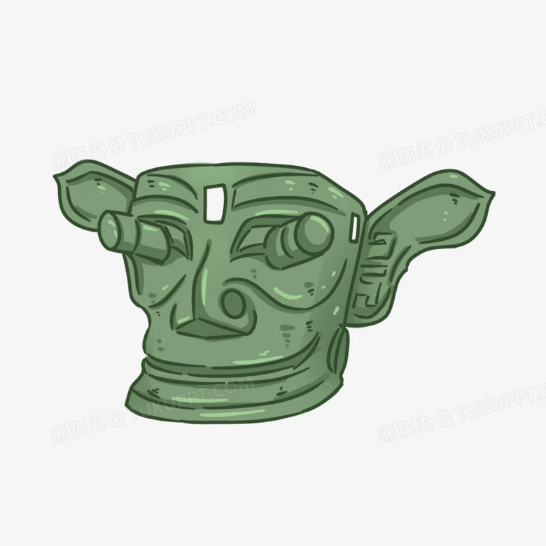 手绘卡通三星堆面具素材