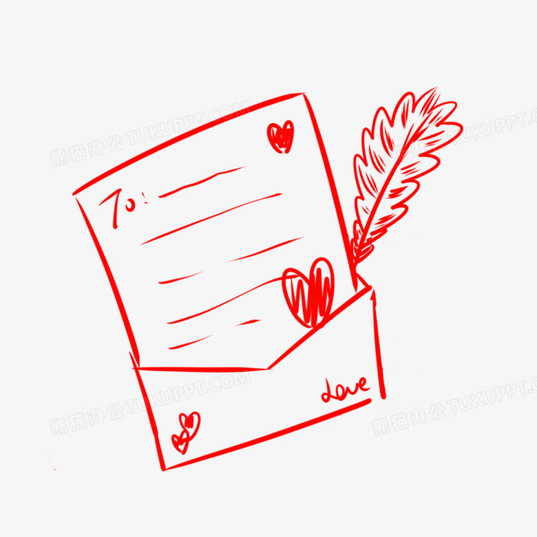 卡通手绘简笔画情书信封装饰素材