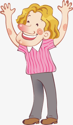 卡通人欢迎举手