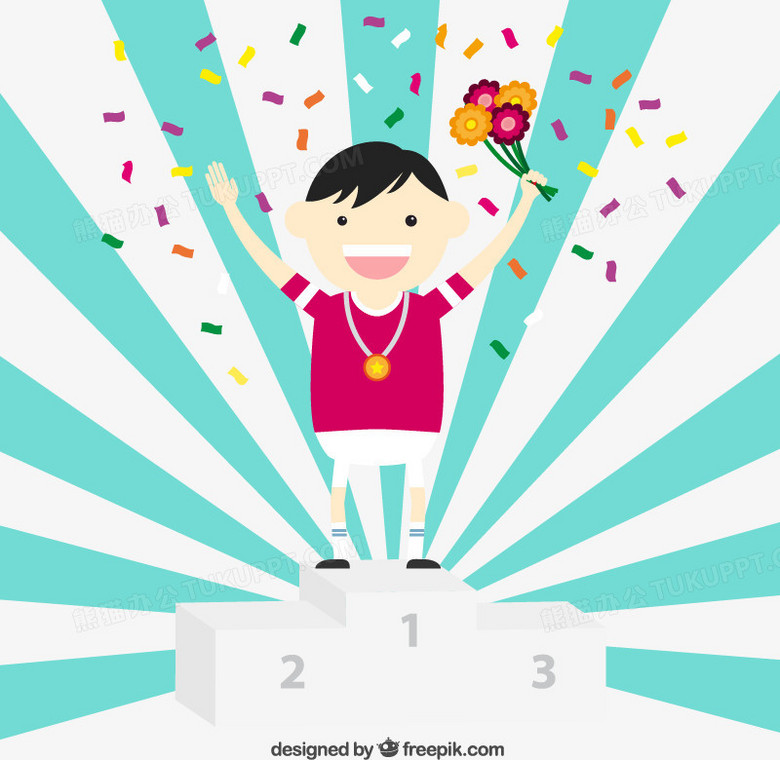 获得冠军的运动员矢量素材下载