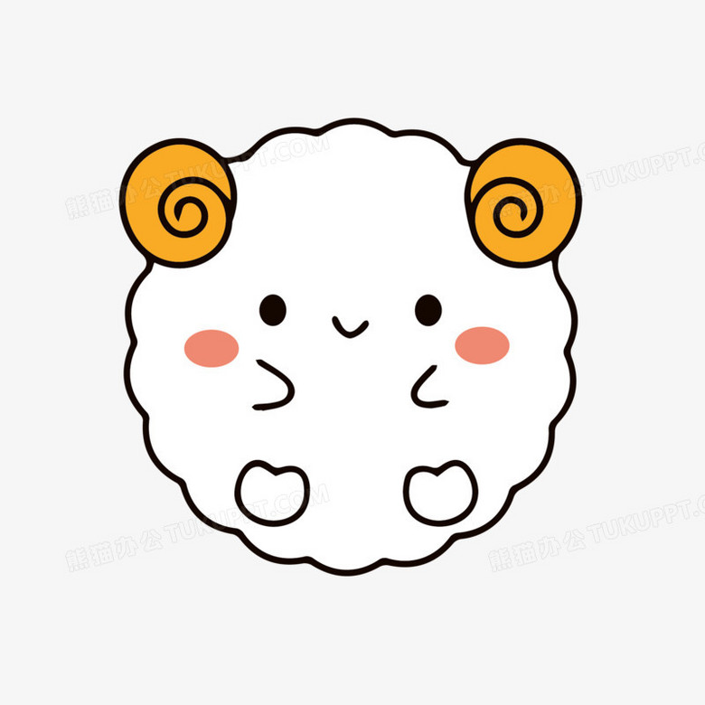 矢量圆滚滚动物小绵羊头像元素