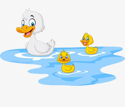 设计了在水面游泳的小鸭子,整体呈现卡通风