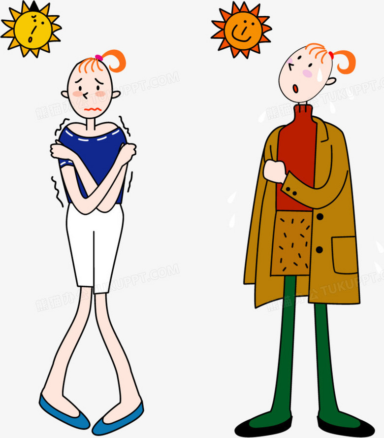 矢量手绘冷热对比插画