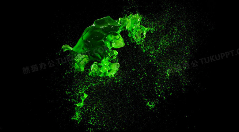 黑底绿色液体海报背景