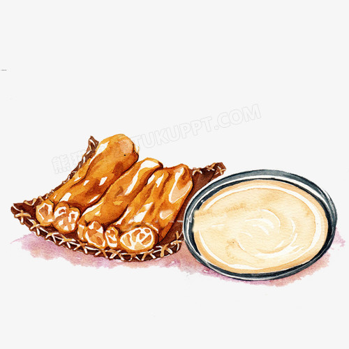 豆浆油条手绘画素材图片