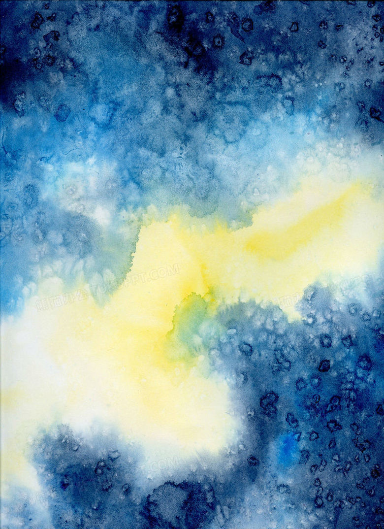蓝黄色水彩涂鸦壁纸png图片素材下载 黄色png 熊猫办公