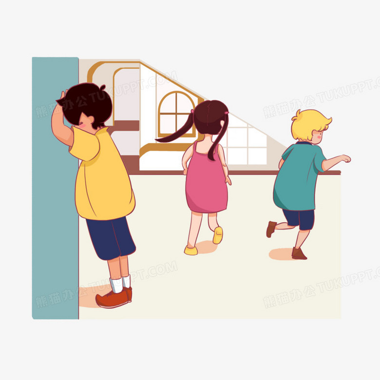 本作品全称为《卡通手绘彩色孩子捉迷藏玩游戏创意元素》,使用adobe