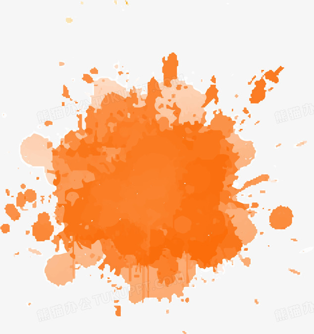本作品全称为《橙色水彩风喷溅的颜料粉末墨迹元素》,使用adobe